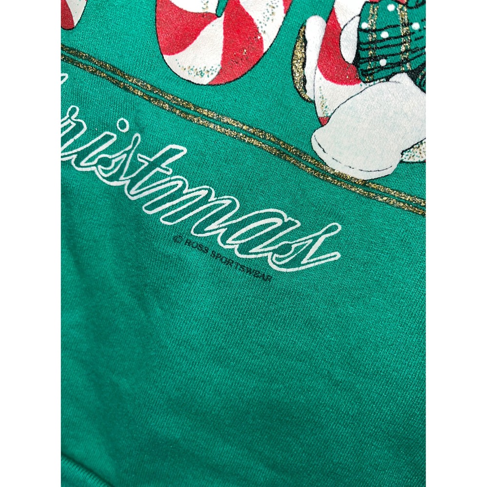 Vintage Russ Sportswear Christmas Sweatshirt Raising‎ Cane Bears Green - Picture 4 of 6